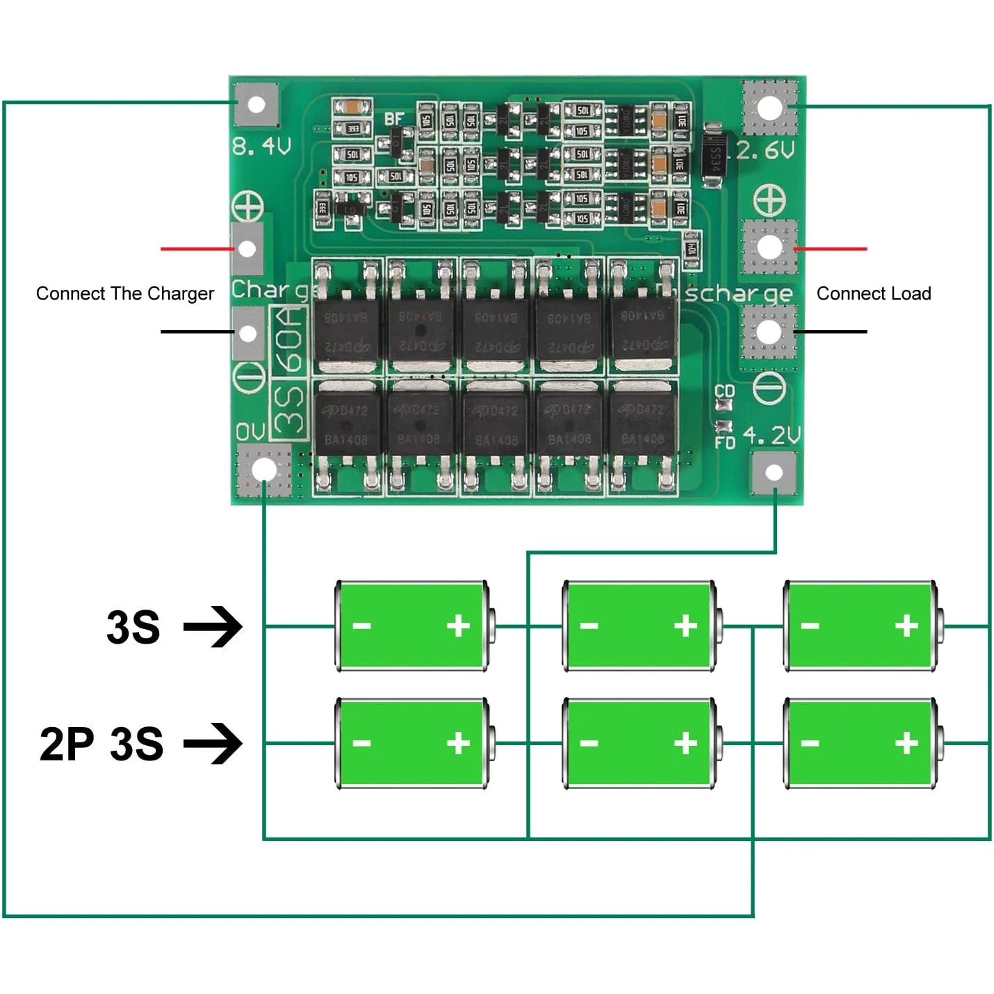 3pcs 3S 11.1V 12V 12.6V 60A 18650 Charger PCB BMS Protection Board with Enhance Li-ion Lithium Battery Charger Lipo Cell Module