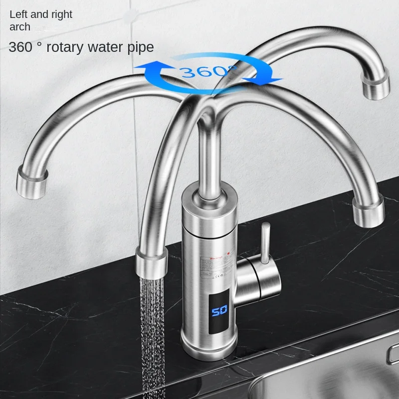 Household kitchen water heater stainless steel electric faucet instant three second fast hot water faucet for both hot and cold