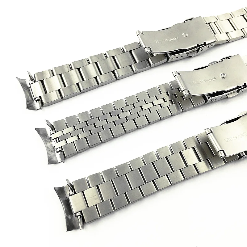 Correa de extremo curvado, correas de 20mm y 22mm para Seiko SKX007 SKX009 SKX011, pulsera Universal de repuesto, pulsera completa de acero inoxidable