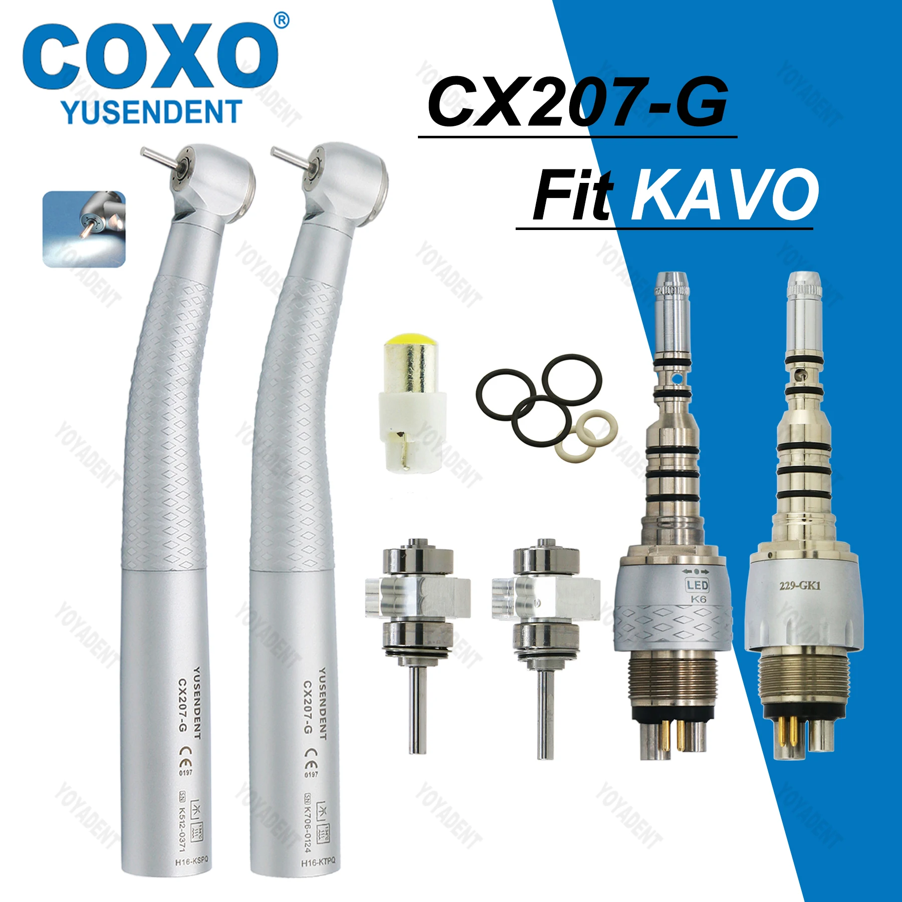 

COXO Dental High Speed Handpiece Cartridge Rotor Standard/Torque Head LED Coupler 6 Pin Fit KAVO Turbines Dentistry Products