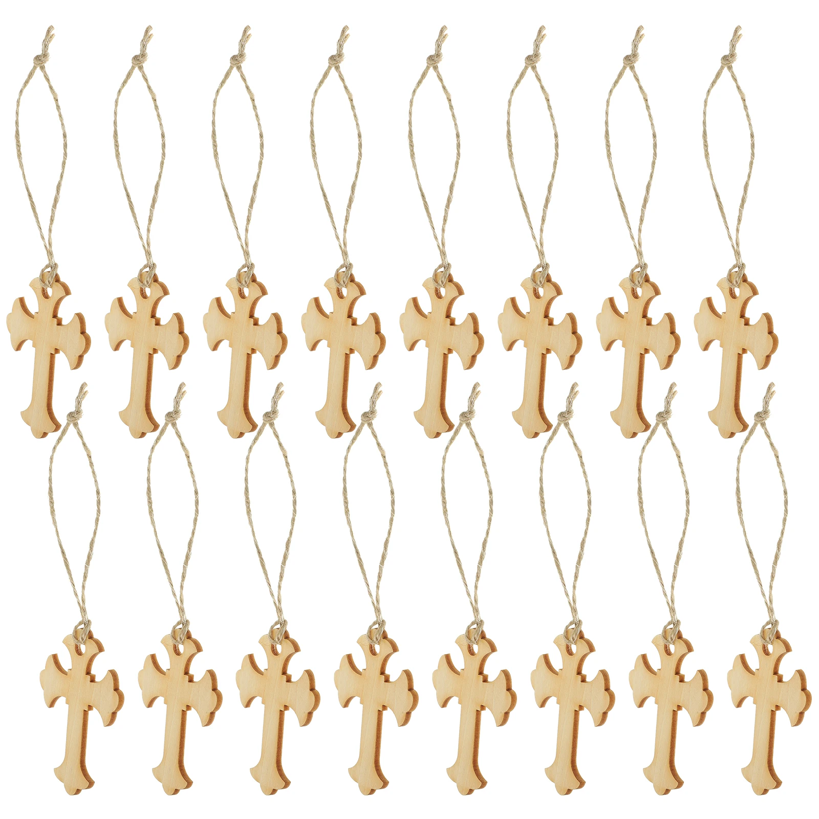 

50pcs Wood Decor Wooden Pendant Religious Cross Adornment Rustic Wall Hanging Home Decor Xmas Tree Ornament Craft Household