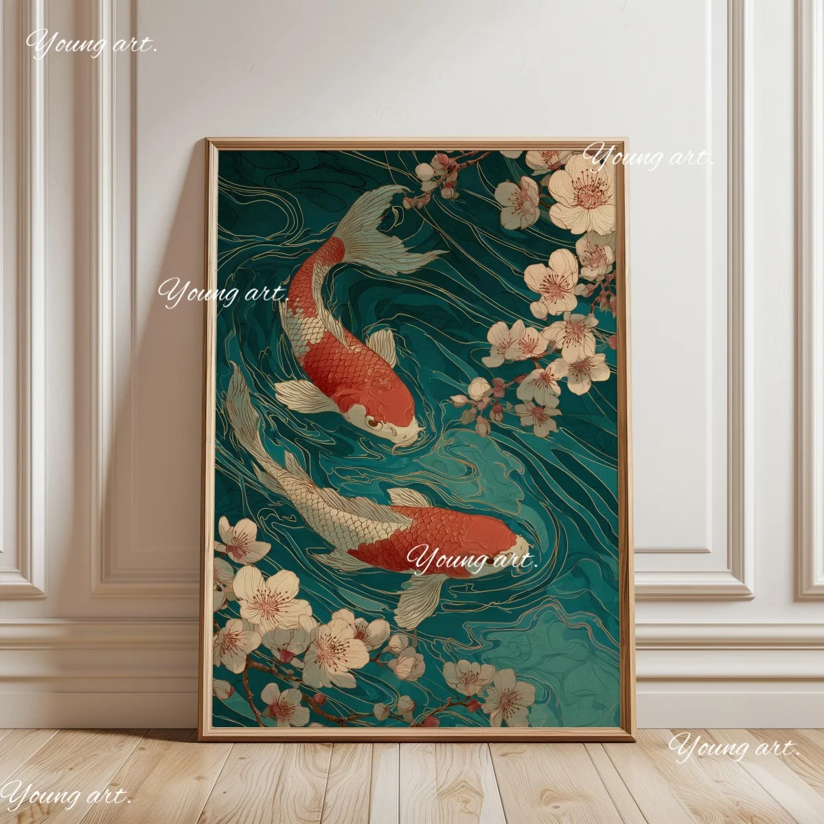 Japanese Koi Fish Canvas Print - Home Decor Japandi Style ulasan dan harga