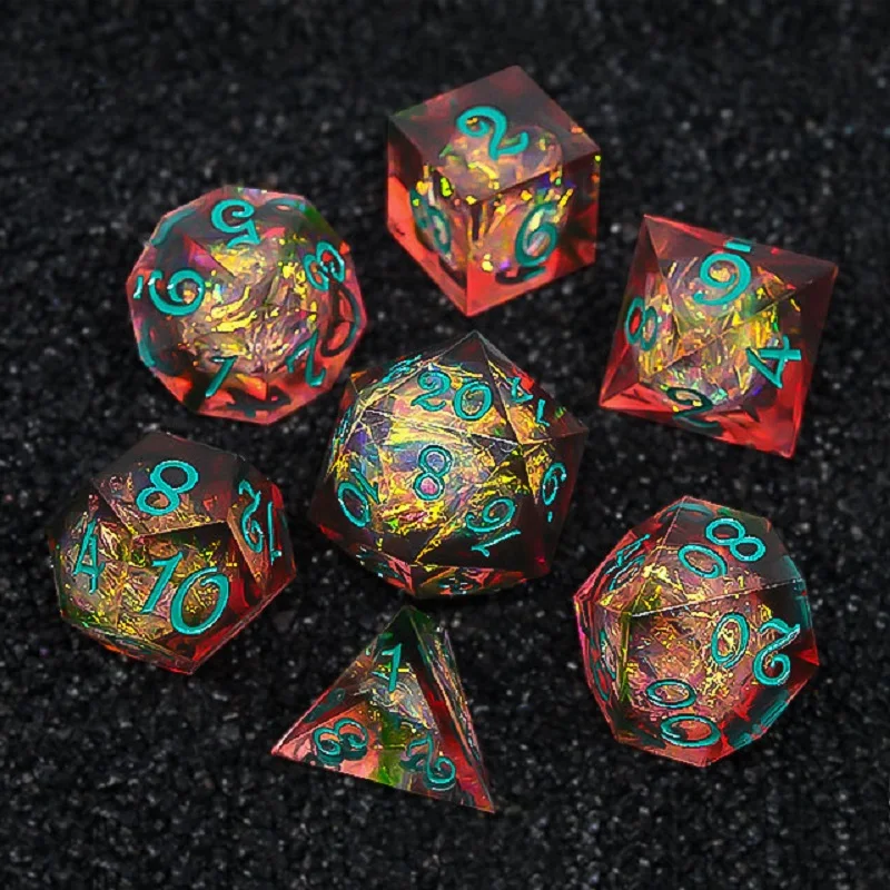 7PCS/Set Resin Dices Multi-shape Sharp Polyhedron Mold Role Play Colorful Playing Toy D&D TRPG Role Playing Board Game Dice