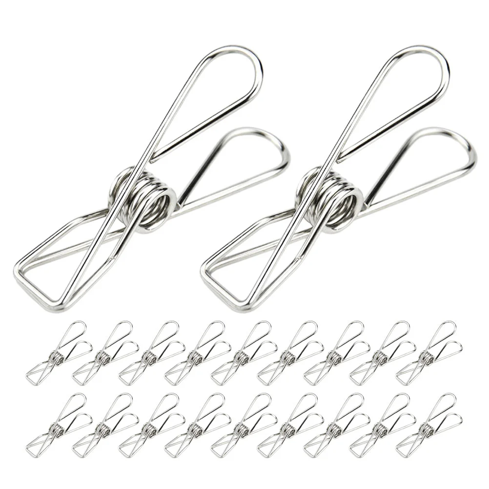 

20 Pcs Large Metal Book Clip Potato Chip Storage Binding 20pcs/pack (Silver) Pegs for Washing Line with Bag Clips