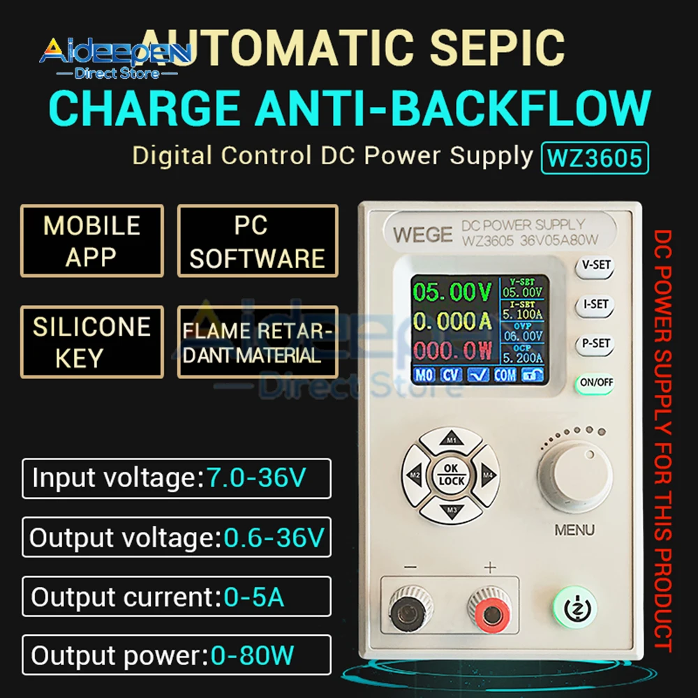 fonte de alimentacao dc ajustavel modulo de carregamento buck boost tensao constante corrente constante anti refluxo controle digital 36v wz3605 01