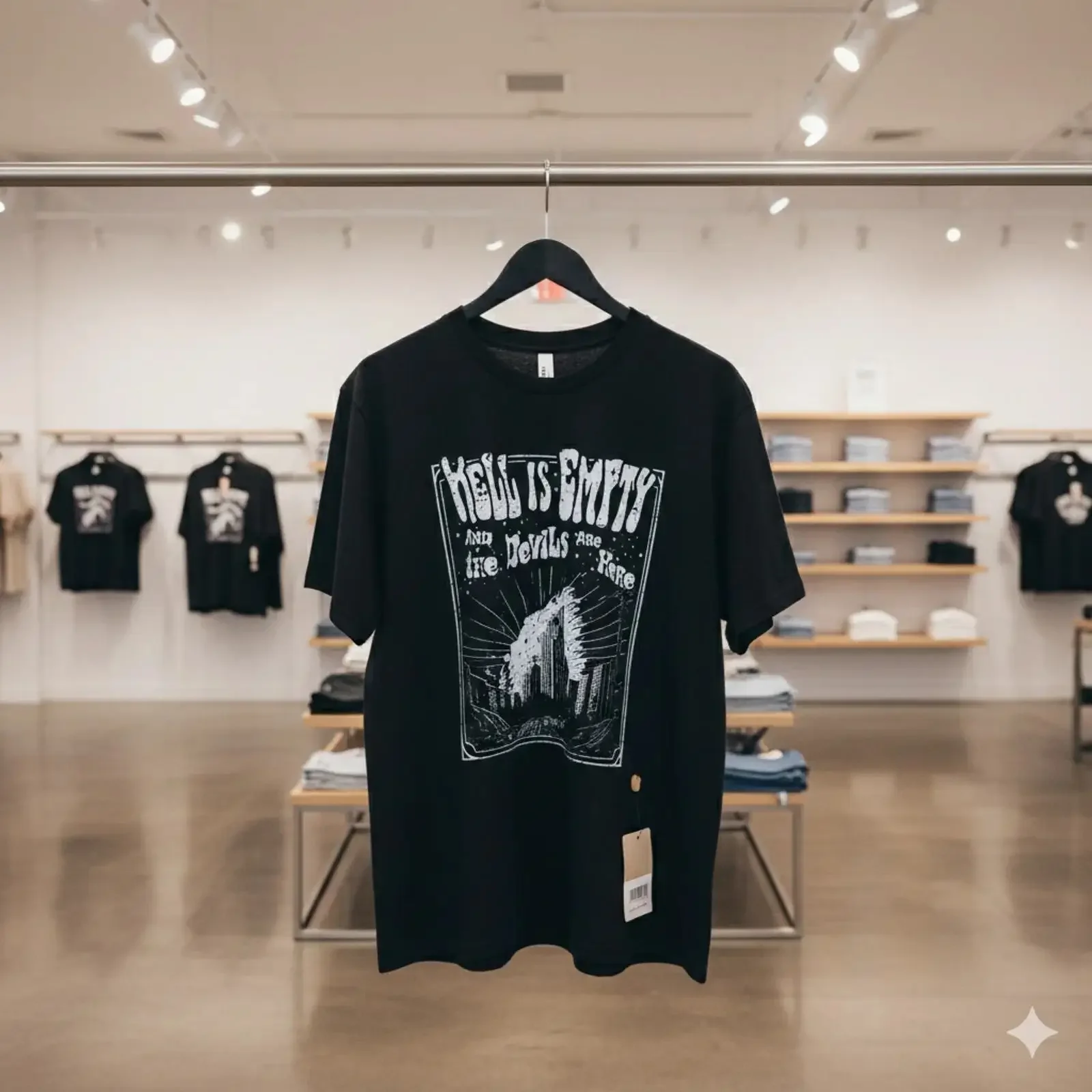Hell Is Empty Devils Are Here Gothic Quote T Shirt S512 vintage Washed streetwear Versatile Breathable Soft