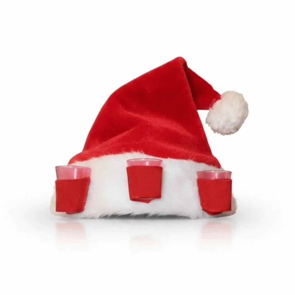 Soft Christmas Santa Hat Bright Red Faux Fur Trim Plush Party Cap Elastic Band Interactive Design Festive Game Hat