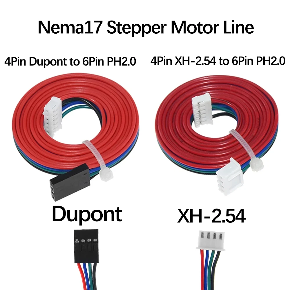 Кабель шагового двигателя Nema17, 4-контактный Dupont/Φ к 6Pin PH2.0 для 42 двигателя 17HS4023/17HS3401/17HS4401/17HS8401/17HS6001