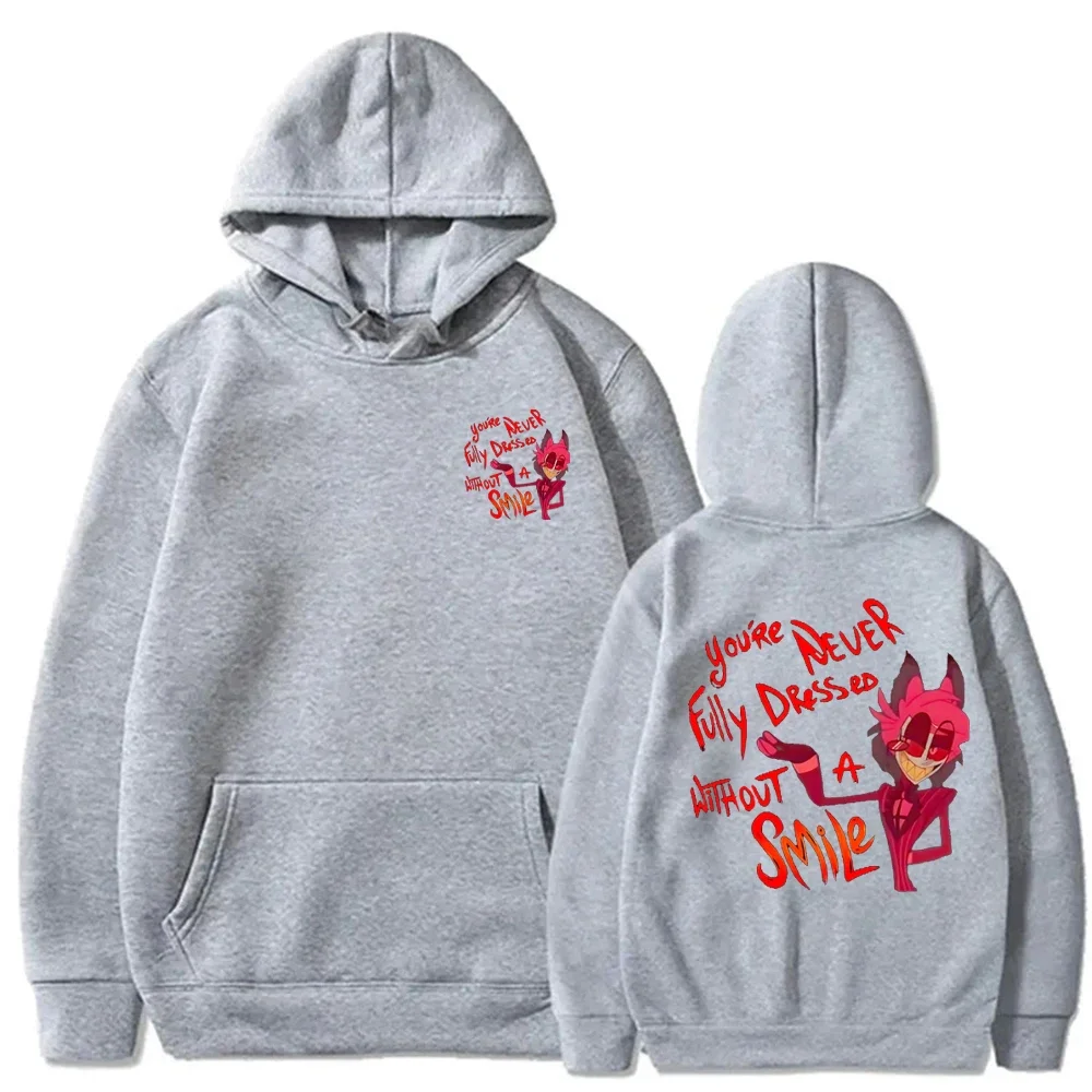 هوديي فندق Hazbin Alastor مطبوع بأكمام طويلة للرجال باللون الأسود للخريف والشتاء، ملابس رياضية دافئة متعددة الاستخدامات