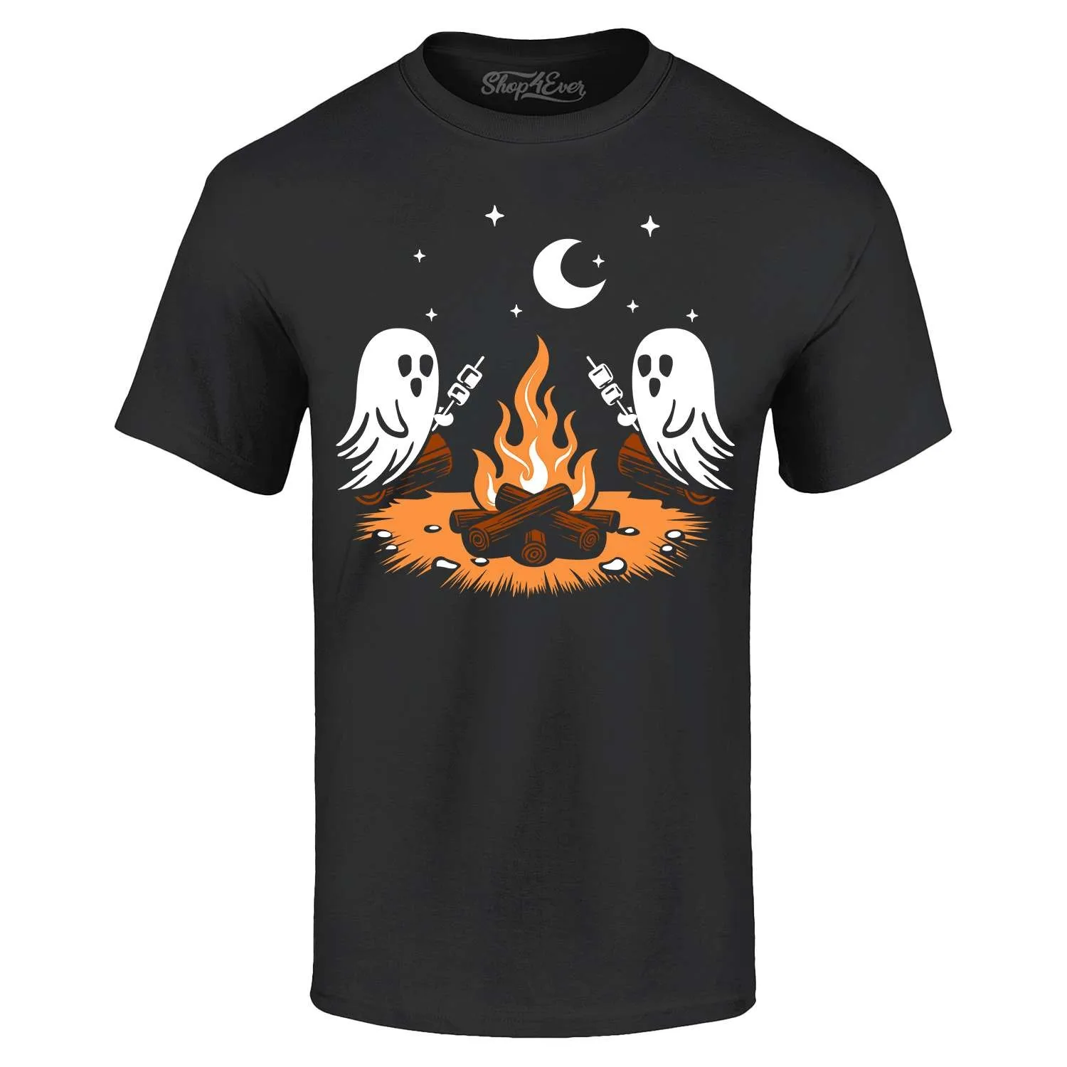 Ghosts Roasting Marshmellows S'mores T-shirt Halloween Campfire Shirt