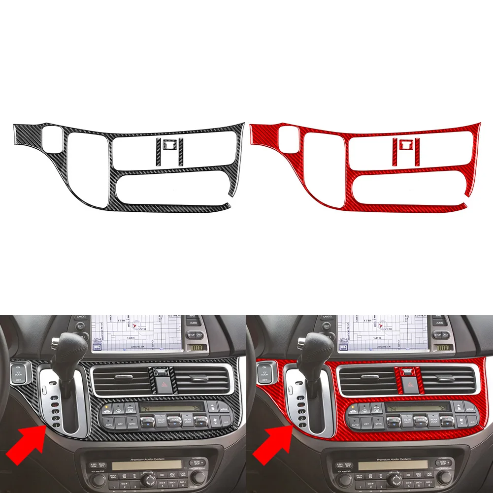 4Pcs LHD Automatic AC Control Frame Cover Trim For Honda Odyssey w/ Automatic Climate Control 2005-2010 Carbon Fiber Pattern