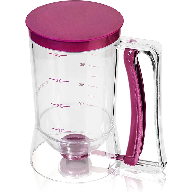 LMETJMA Pancake Batter Dispenser 4 Cup 900ML Pancake Cupcake Batter Dispenser with Measuring Label Cookies Cream Dispenser JT186