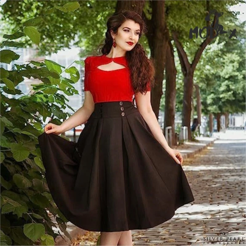 

MODX 2024 New Pleated Skirt Half-body Skirt Spring And Autumn New High-waisted Casual A-line Medium-length Skirt With Pockets