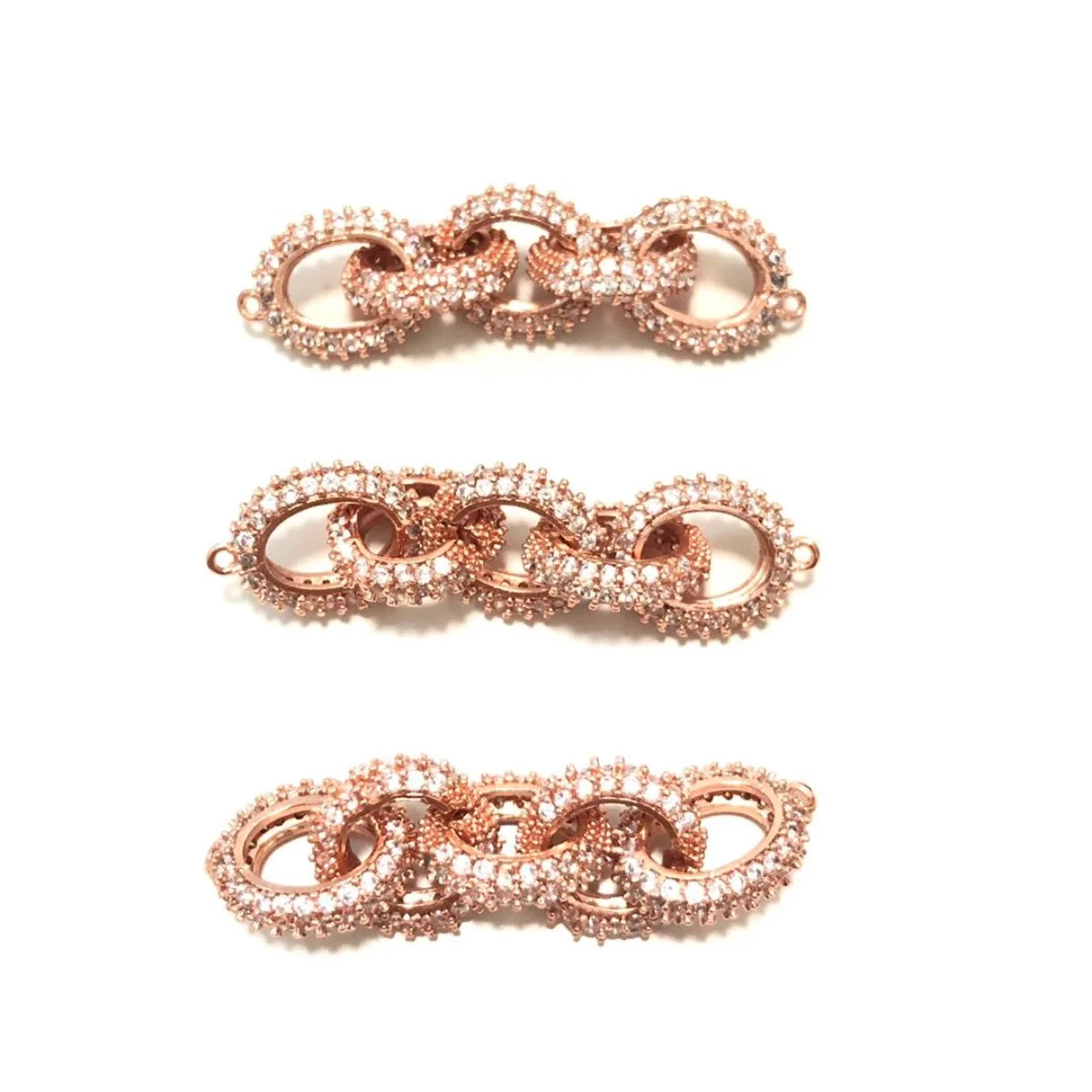 5pcs Zirconia Paved 5 Circles Connectors for Women Bracelets Necklaces Making Bling Gold-Plated Waist Jewelry Findings Wholesale
