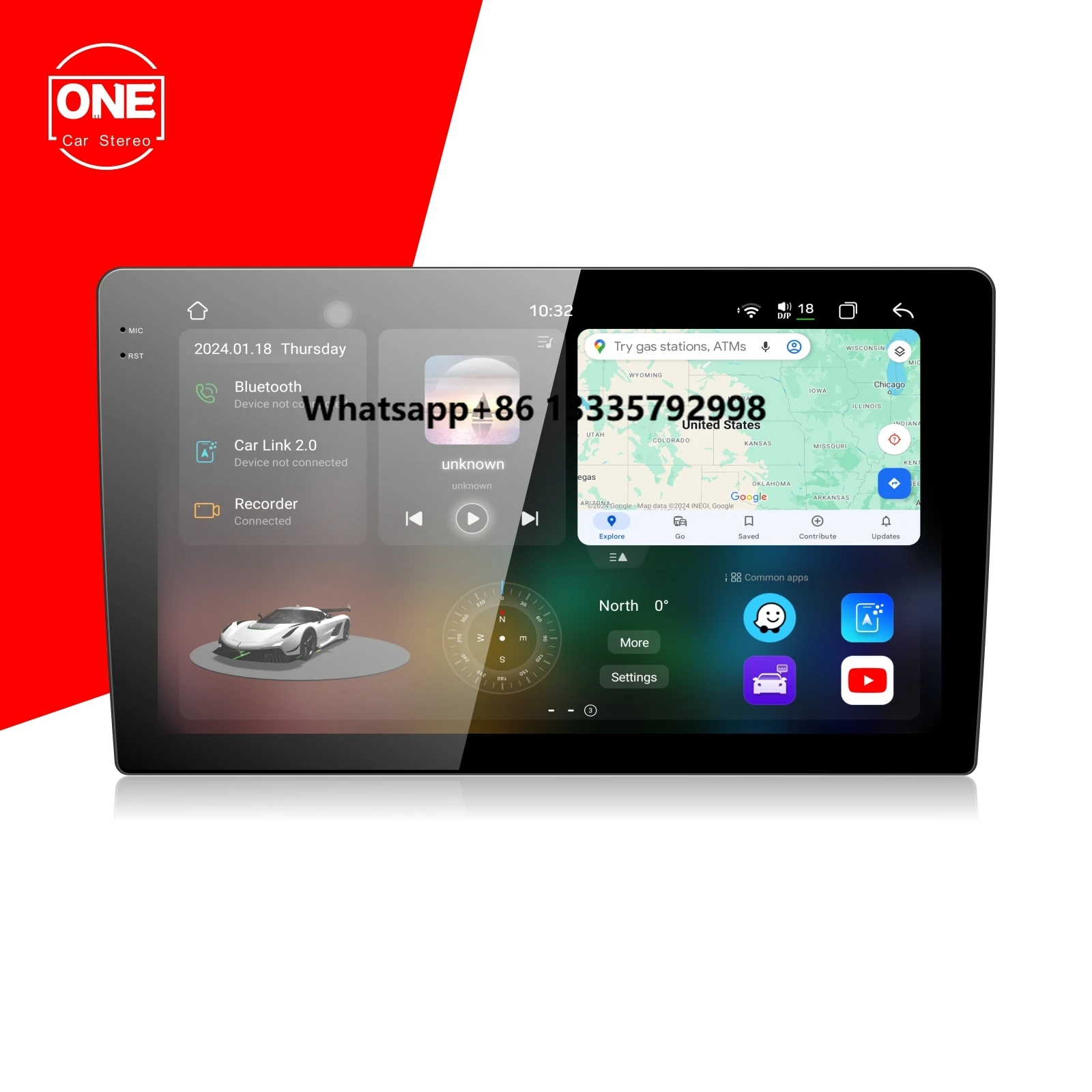 

DPM9810U 10" 2K Android Car Radio Stereo Player Wireless CarPlay Touch Screen Multimedia System with Navigation Bluetooth DSP