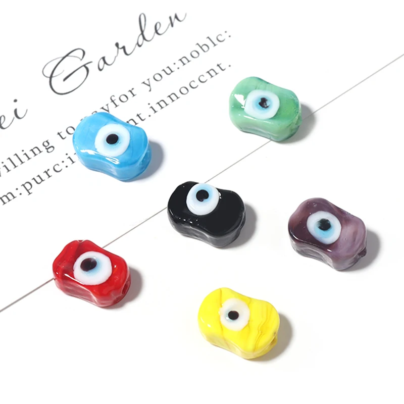 10pcs Lampwork Oval Eyes Bead 14x10mm Multicolor Glass Loose Spacer Beads for Jewelry Making DIY Bracelet Necklace Accessories