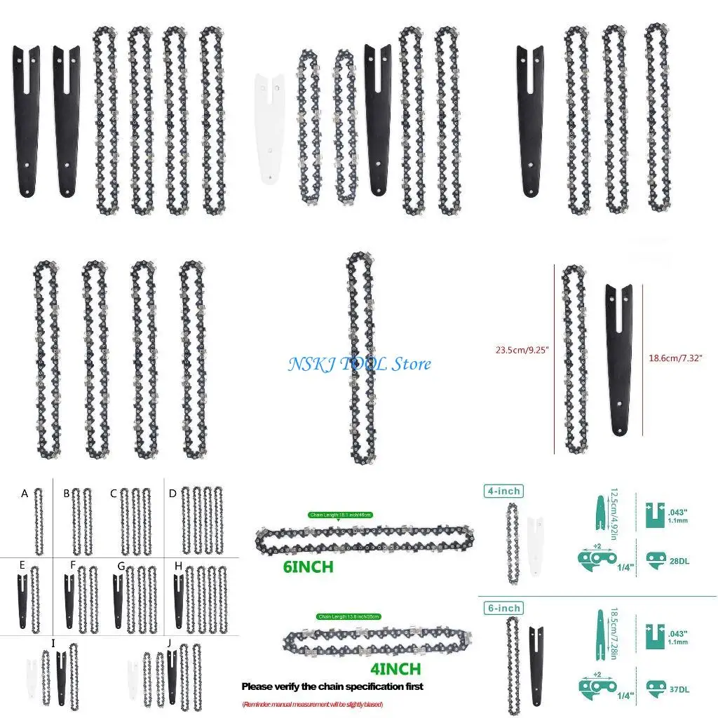 L8RC Durable 4/6'' for Sharp Chains and Guides Set for Mini Electric Manganese St