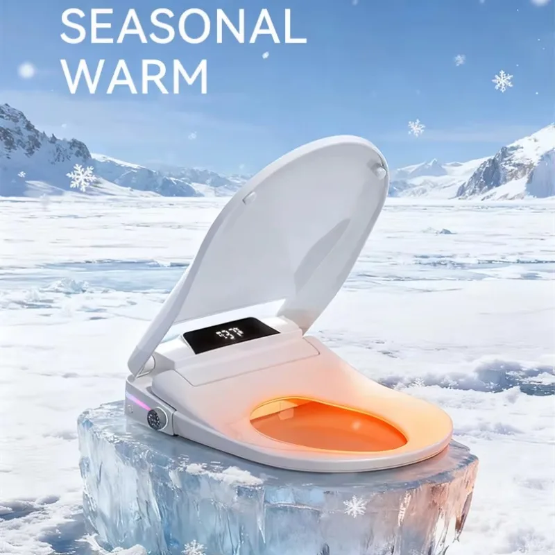 Elongated Toilet Bidet Seat Nozzle Self Cleaning Bidet Auto Flip Seat Heating Intelligent Toilet Seat Cover with Night Light