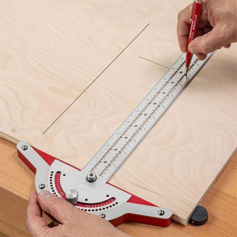 Stainless Steel Woodworking Edge Ruler Protractor Angle Finder Vernier Caliper Measure Tool Baseboard Crafts Carpenter Tool