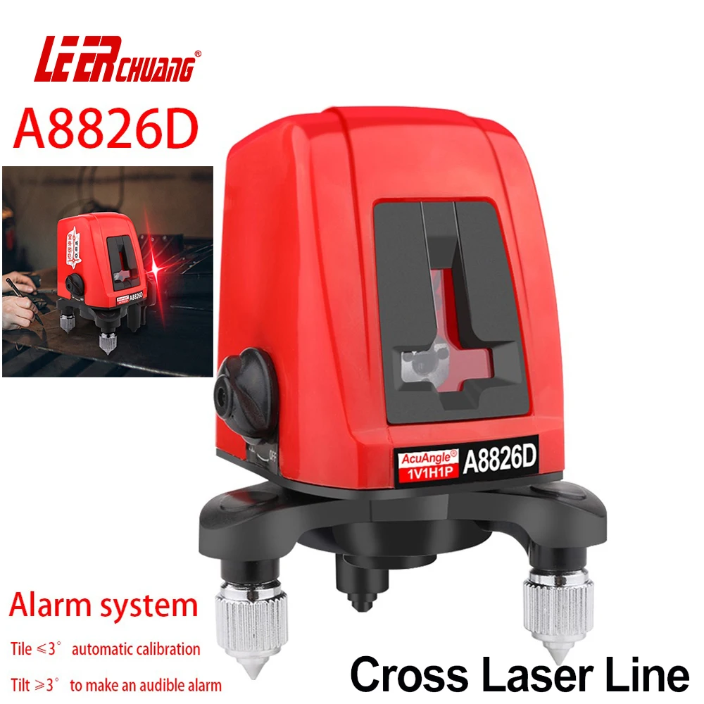 LEERCHUANG Laser Levels 2 Lines Laser Level Self Levelling Red Beam Laser Horizontal Vertical Cross-Line Construction Tool Level