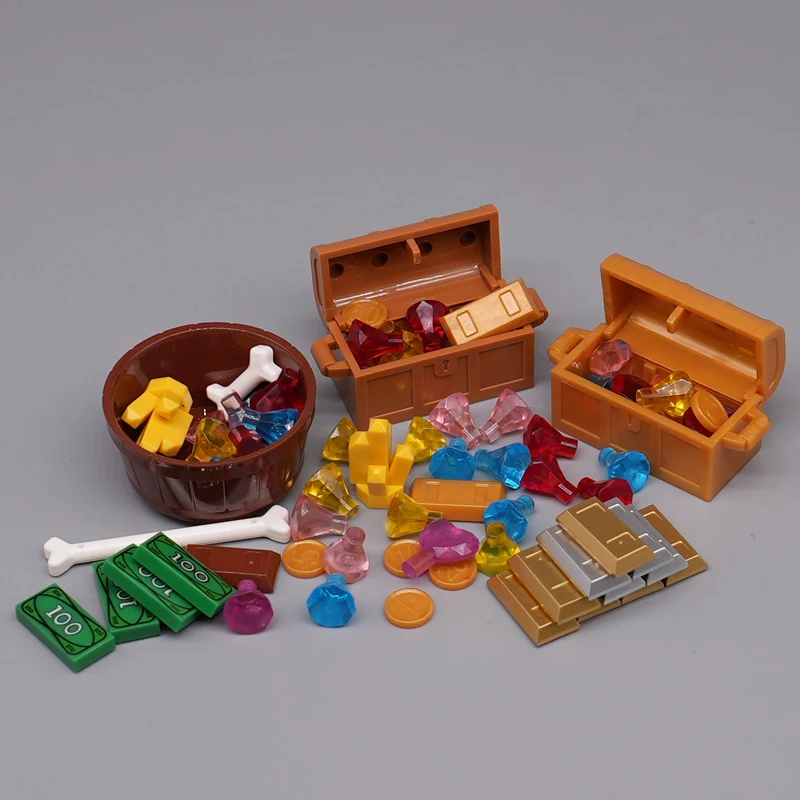 city Accessories Bricks Building Blocks Jewlery Box Gem Precious Stone Caribbean Pirate Figure Treasure Toy compatible All Brand