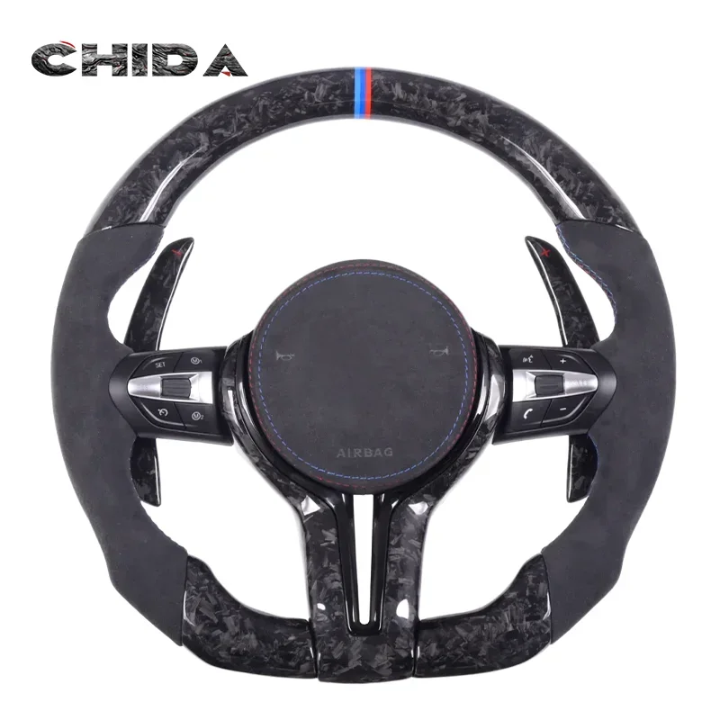 

Alcantara Leather Patchwork Forged Carbon Steering Wheel for BMWs E60 E90 E92 F10 F30 F32 F22 M3 M5 3-5-7 Series