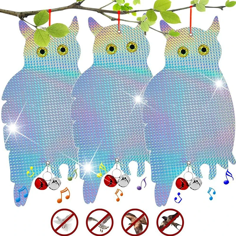 1/2/4/6PCS Reflective Owl Fake Hawk, Plastic Hanging Reflective Bird Repeller, Outdoor And Garden Decorative Wind Chime