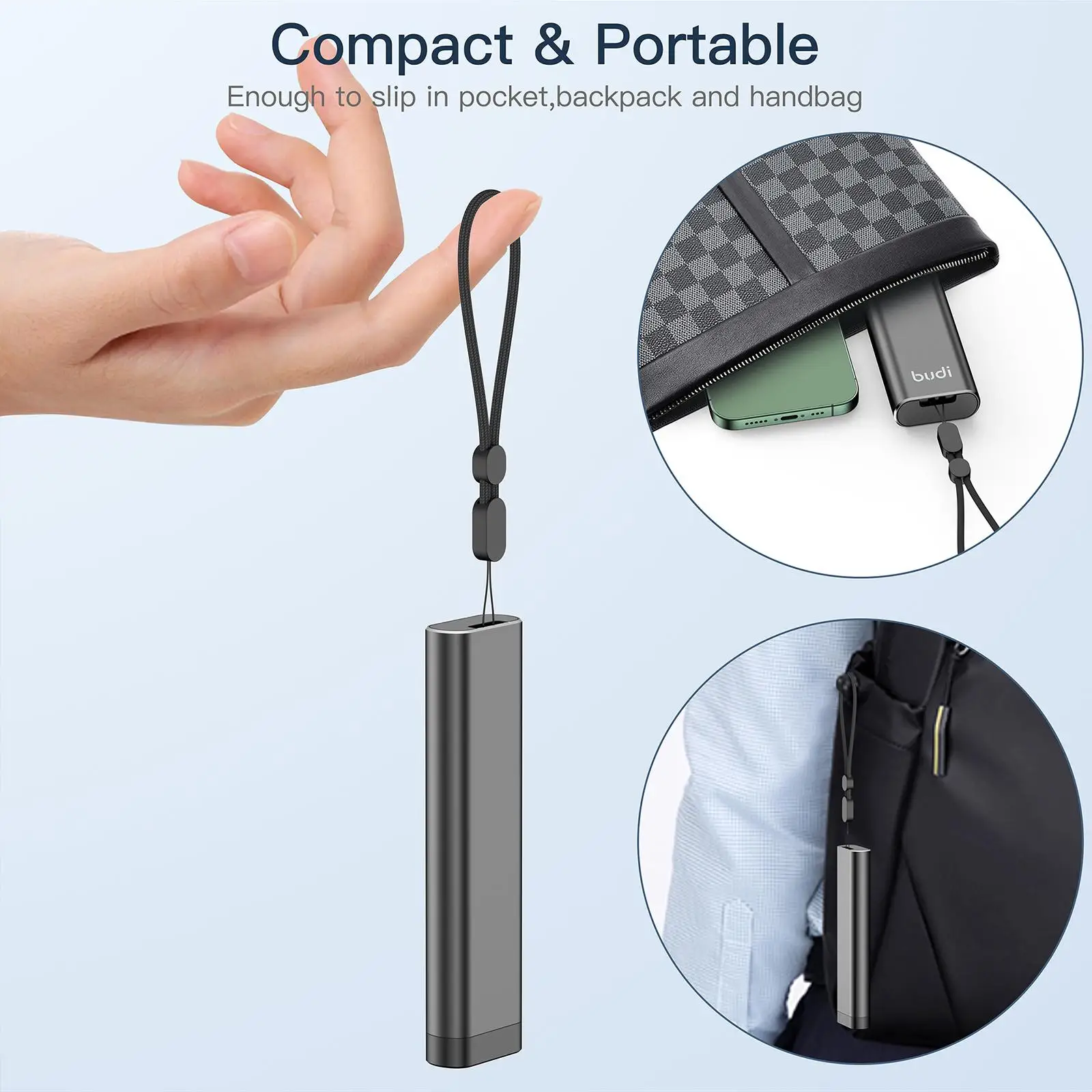 BUDI 9 in 1 Cavo da tipo C a tipo C Adattatore USB 3.0 SD TF Nano Card Scatola di immagazzinaggio 65W OTG 5Gbps Trasferimento dati Cavo di ricarica rapida