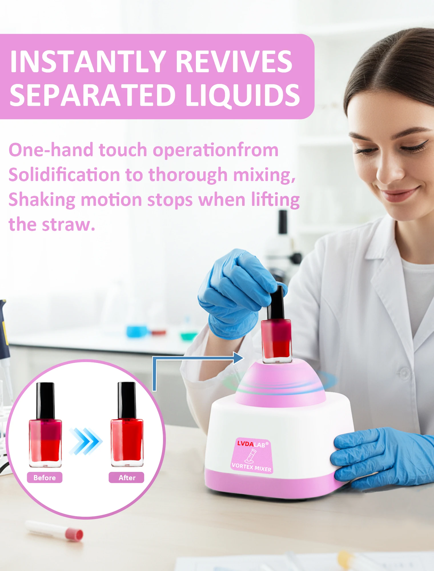 Lab Mini Vortex Mixer, Paint Mixer, 3000 rpm Model Shaker, Suitable for Nail Polish, Acrylic Paint Eyelash glue, and tattoo ink.