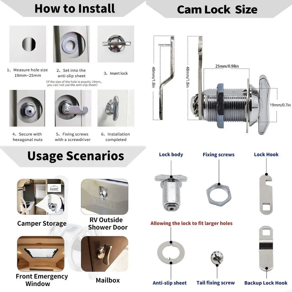 Without Steel Cams Latches Offset Lock Tool Frees Cabinet Security Lock Steel Lock for Secure Cabinet & Mailbox door