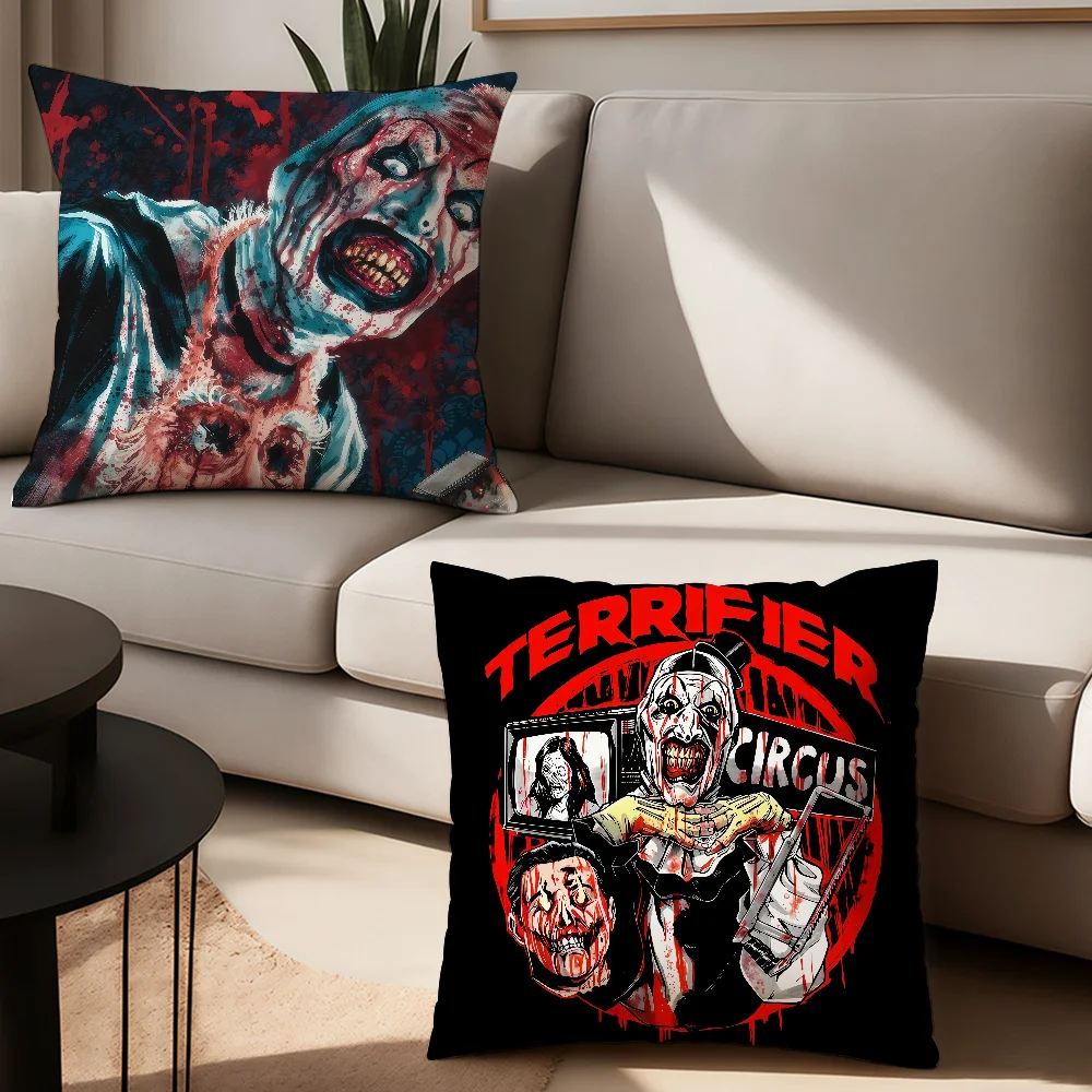 Horror Clown Halloween Movie Terrifier Pillow Case Office Cushions Suitable For Sofa Car Bedroom Decorative Cushion Cover