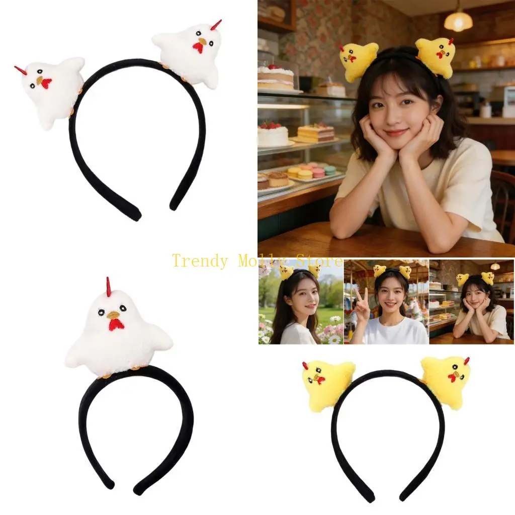 

N5KB Chicken Headband Soft Plush Hair Clip Costume Accessory For Cosplay Party