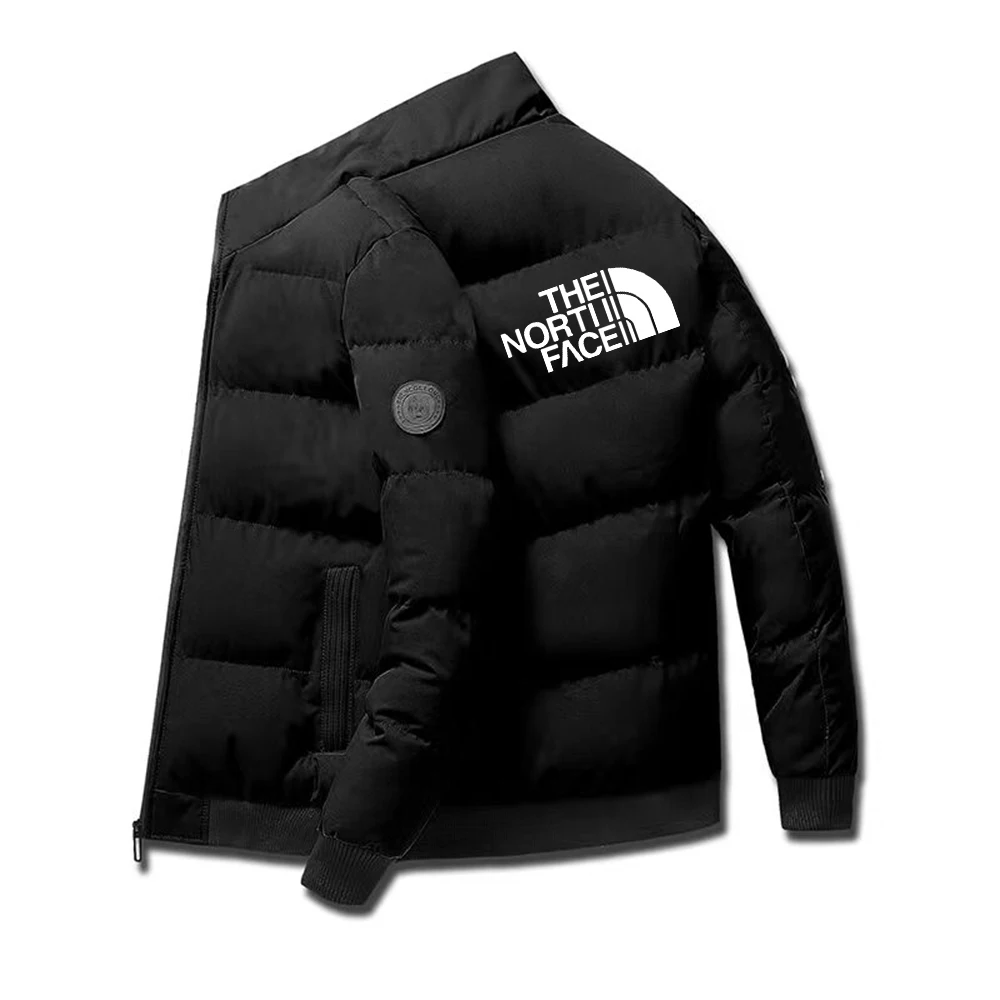 Giacca invernale da uomo in cotone sportivo spesso e caldo, cardigan alla moda con cerniera e colletto rialzato, top con testa di tigre, giacca da strada casual