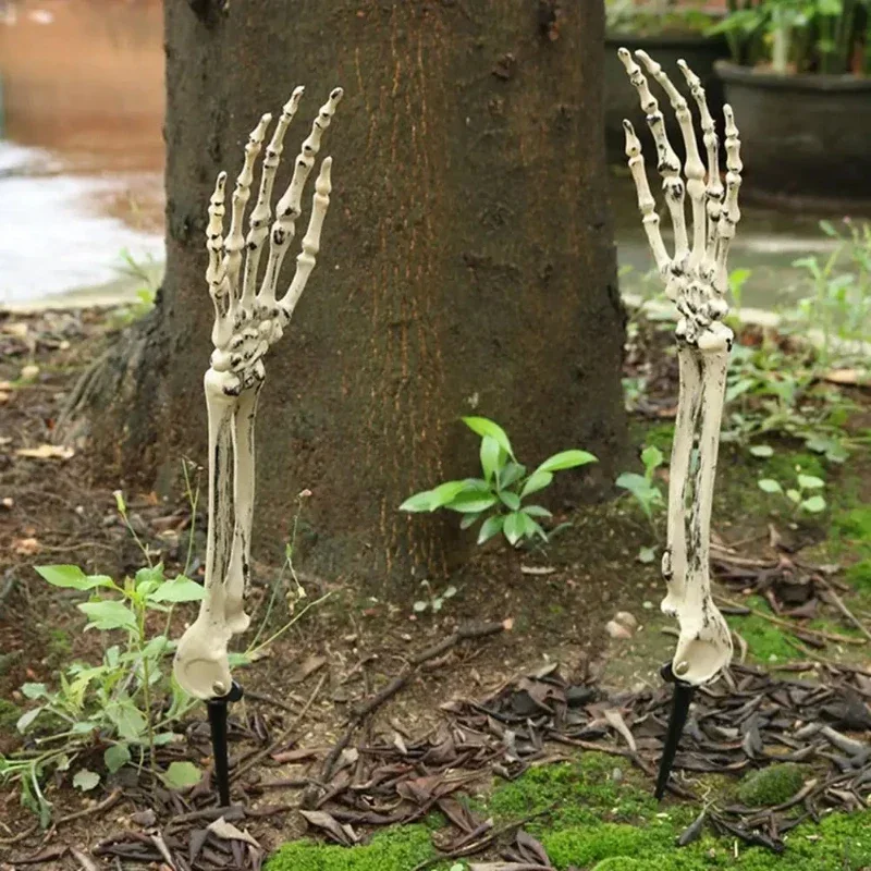 Halloween Graveyard Decor Realistic Halloween Skeleton Hand Arm Decorations for Home Garden Lawn Bone Ground Stakes for Party