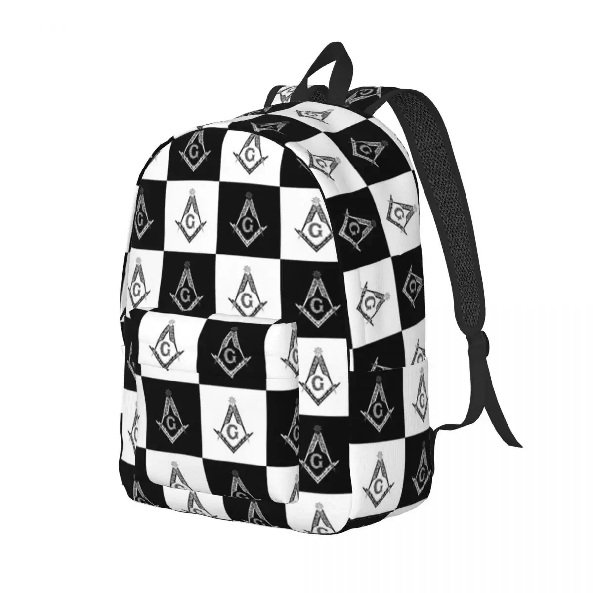 Freemason Checkered Pattern Cool Backpack with Pocket Student Business Daypack for Men Women Laptop Computer Shoulder Bag