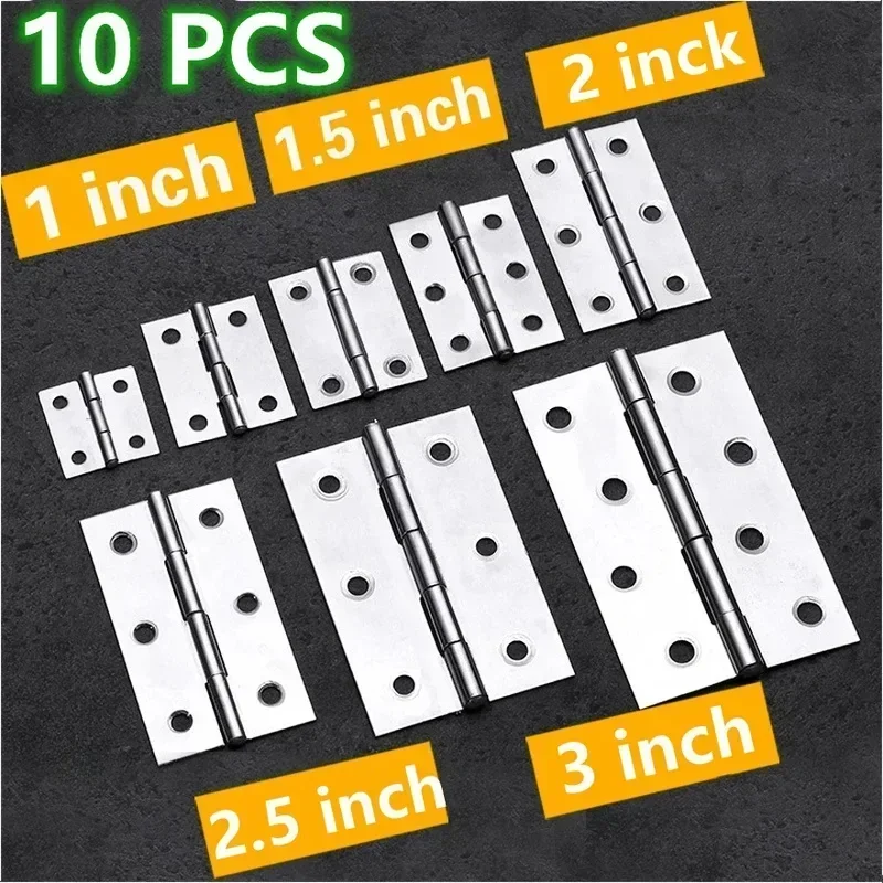 10 Uds 1/1, 5/2/2, 5/3 pulgadas accesorios de conector de puerta muebles duraderos hogar bisagra de acero inoxidable ventana gabinete joyero