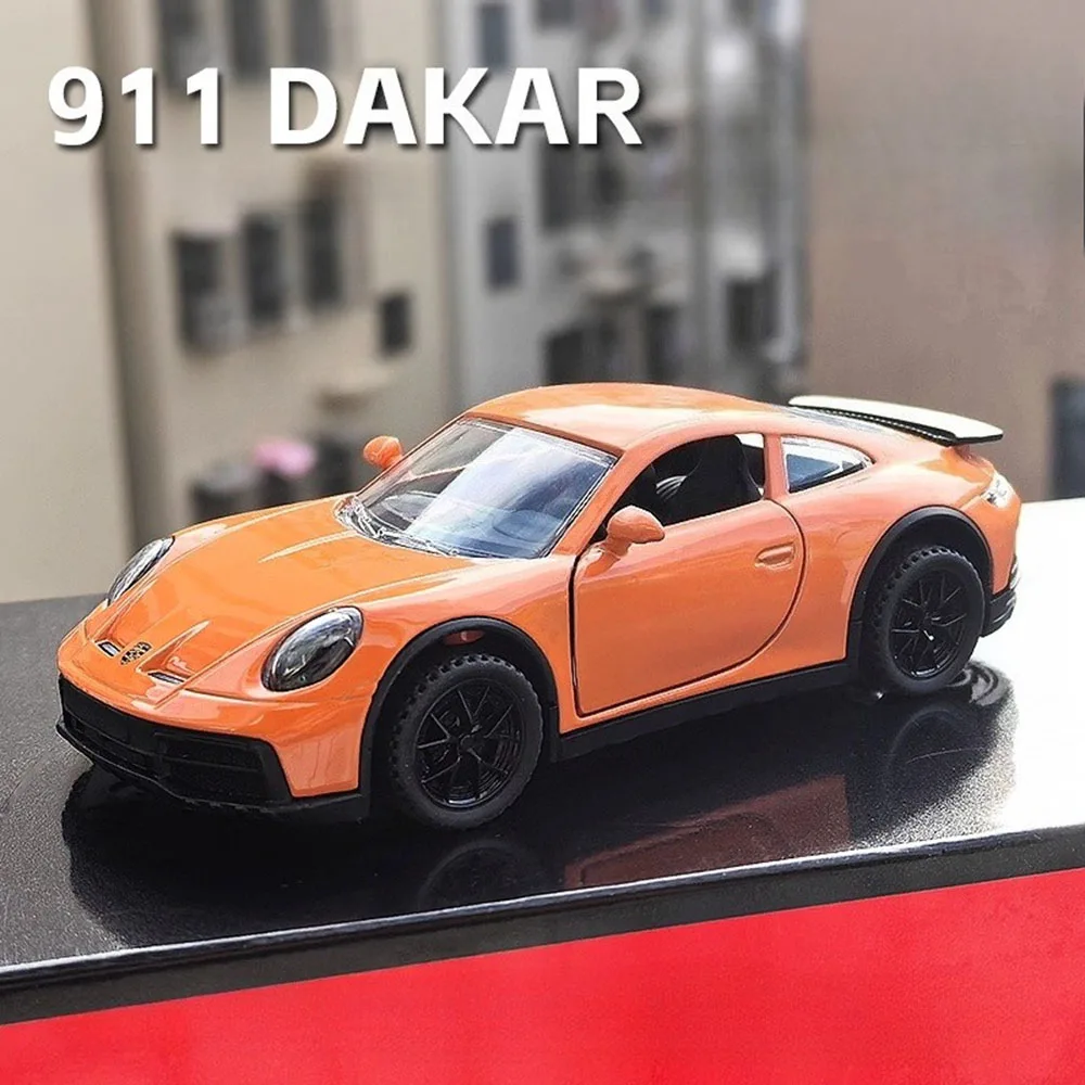 1:32 911 DaKar aleación Diecast modelo coches de policía juguetes en miniatura sonido luz tirar hacia atrás puertas de cuerpo de Metal vehículos abiertos regalo para niños