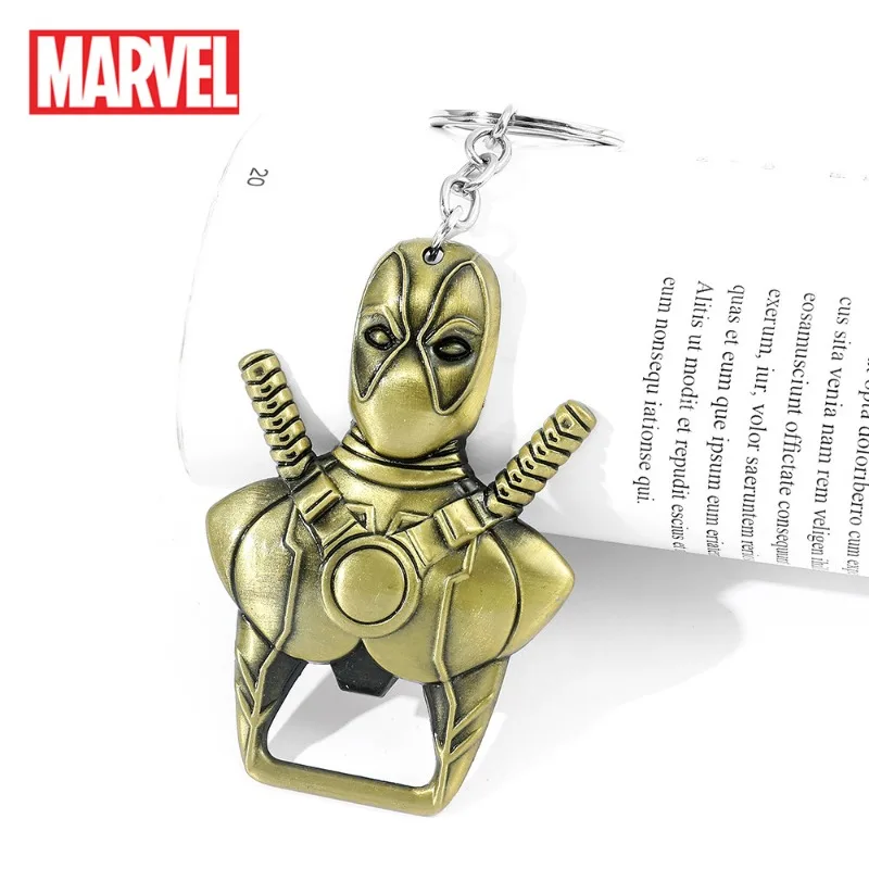 

Marvel Deadpool Bottle Opener Keychain Movie Figures Car Key Chain Backpack Alloy Pendant Keyring Multifunctional Practical Gift