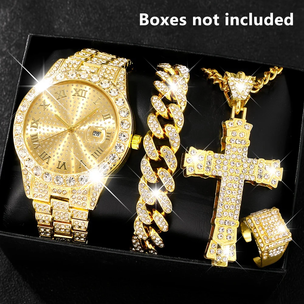 4Pcs Men's Watch Set, Premium Texture, Gift For Friends On Eid Al‑Fitr, Birthday, Thanksgiving Day, New Year's Eve