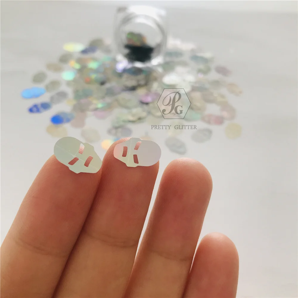 PrettyG Wholesale 12mm Superman's head Shape Glitter Sequin Holographic Glitter Flakes For Resin Nail Art DIY Decoration