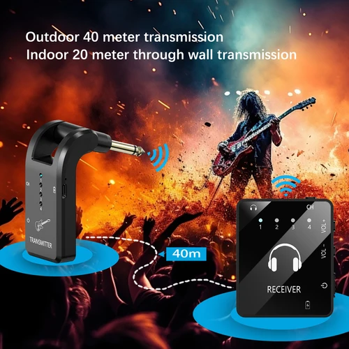 Imagen 2 del producto Sistema de monitoreo inalámbrico en el oído, sistema IEM inalámbrico de 2,4 GHz con transmisor y receptor de lavalier, para ensayo de banda