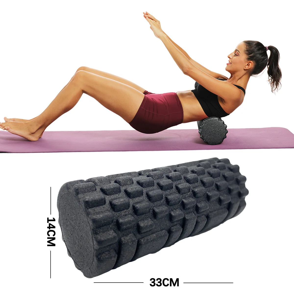 Rouleau de massage en mousse EPP pour le yoga, 33 cm, pour le fitness, les muscles du corps, les exercices thérapeutiques, la gym, la maison