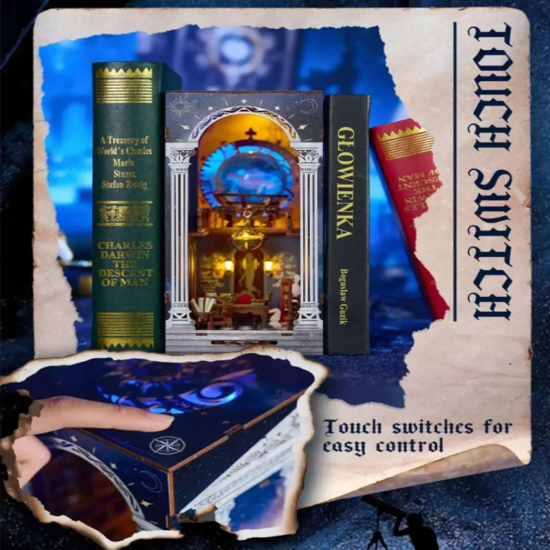 غلاف مخطط النجوم العتيقة من OUZEY، مرصد خشبي مصغر ثلاثي الأبعاد، DIY غامض للمراهقين