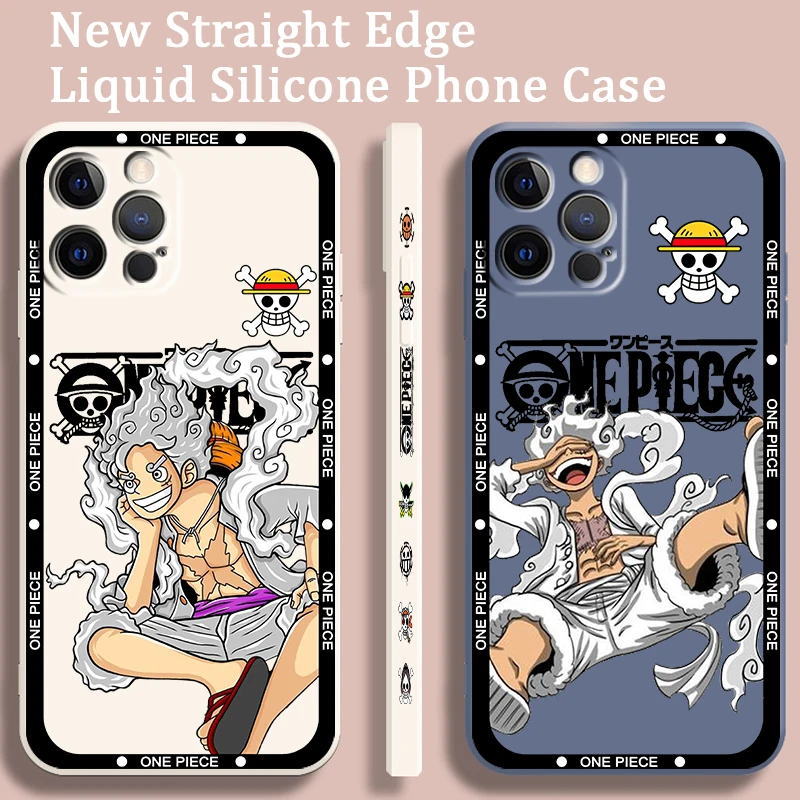 One P-Piece Luffy мультфильм жидкий левый канат для Apple iPhone 15 14 13 12 11 XS XR X 8 7 SE Pro Max Plus Mini чехол для телефона