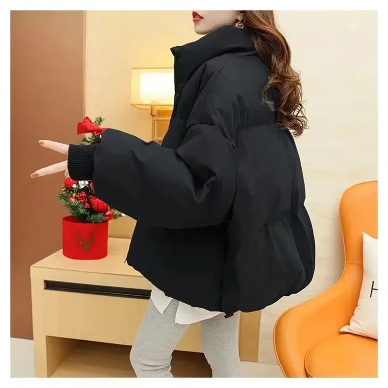 2024 New Women Solid Loose Puffer Jacket Winter Korean Chic Oversized ThickenedWarm Parkas Female Coat Lady Padded Coat