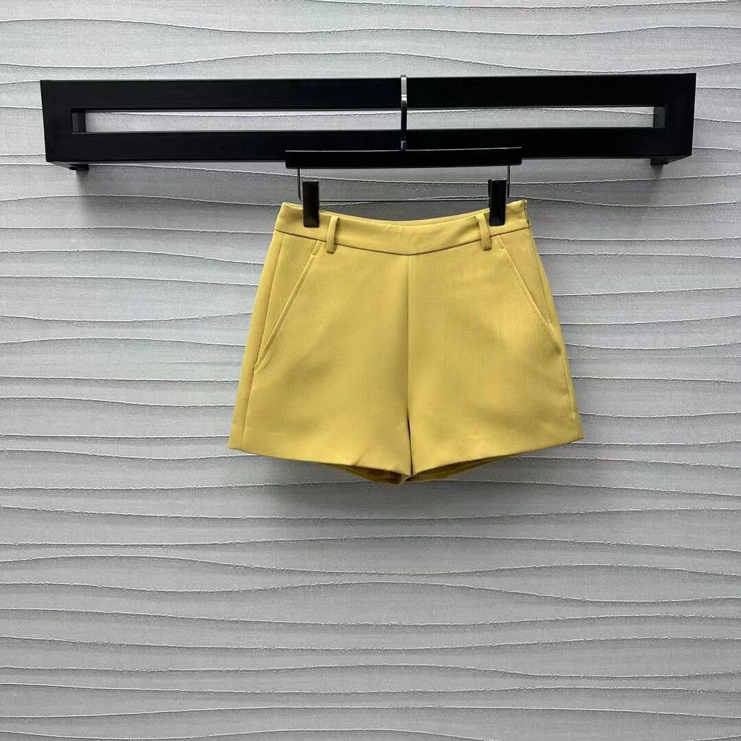 2024 New Autumn Yellow Color Casual Shorts Women High Waist Elegant Lady Cute Shorts