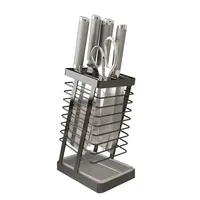 Silver Black Chef Kitchen Knife Holder Stainless Steel Home Restaurant Japanese Meat Fish Slicing Knife Storage Rack Knife Stand