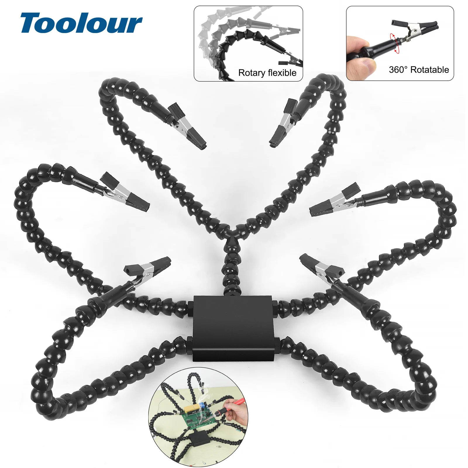 Toolour Helping Hands Soldering Station Flexible Helping Hand Arms Third Hand Soldering Tool for Electronic Repair Soldering