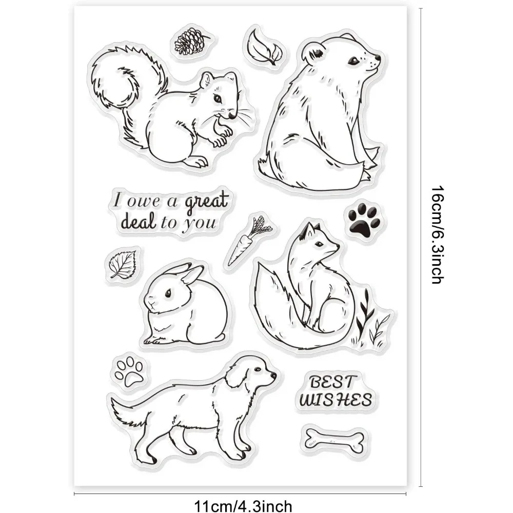 Lovely Forest Animals Clear Stamps Silicone Transparent Stamp for Card Making Decoration and DIY Scrapbooking