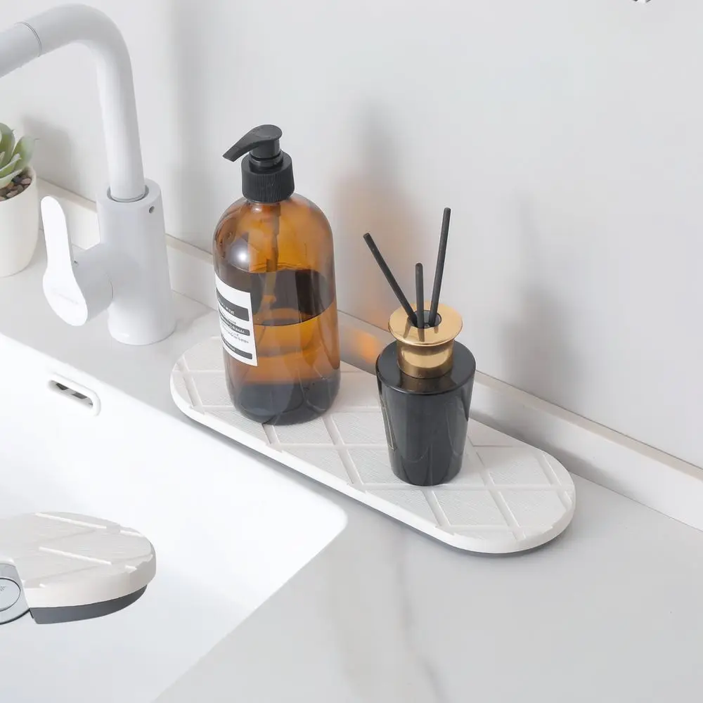 Modern Kitchen Countertop Drying Mat Silicone Diatomite Dish Pad Bathroom Sink Organizer Non Slip Fast Dry Water Absorber